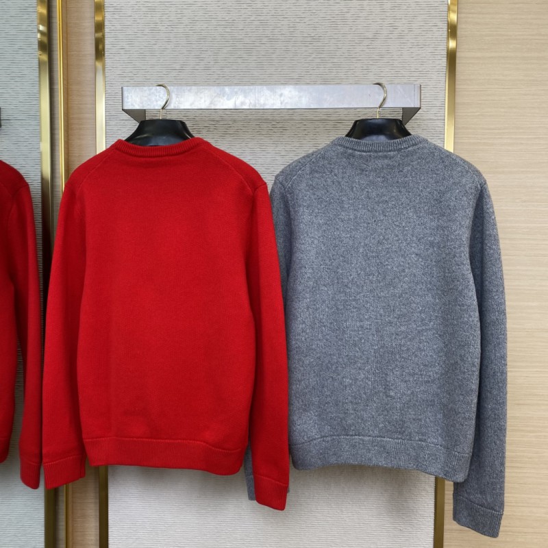 Gucci Monogrammed Wool Crew Neck Sweater Red 1