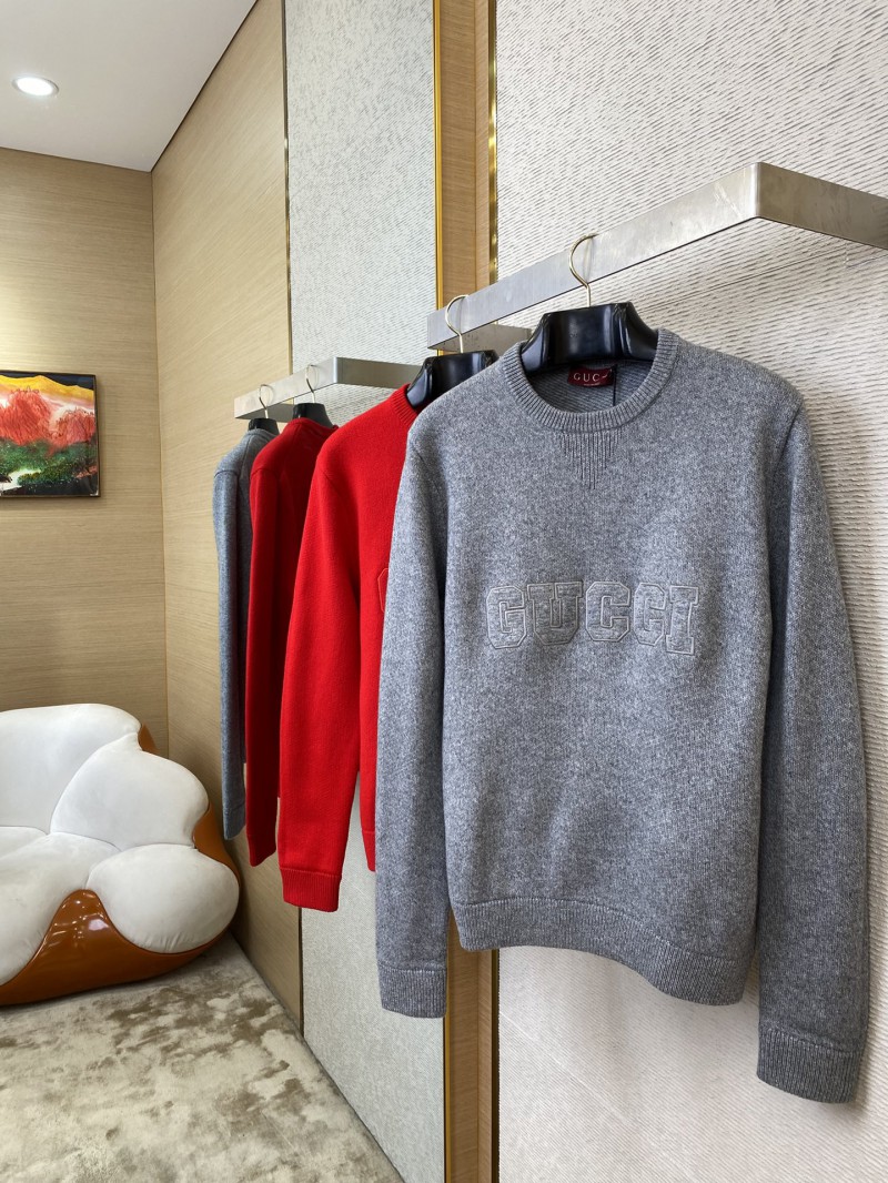 Gucci Monogrammed Wool Crew Neck Sweater Grey 2