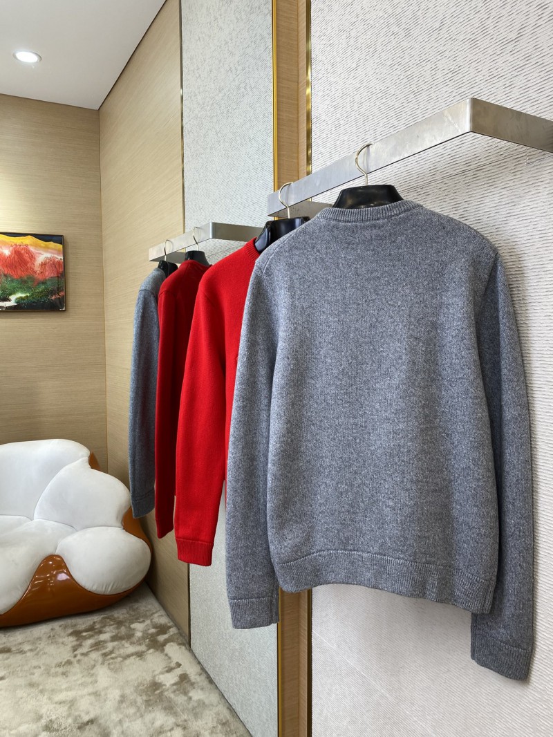 Gucci Monogrammed Wool Crew Neck Sweater Red 3