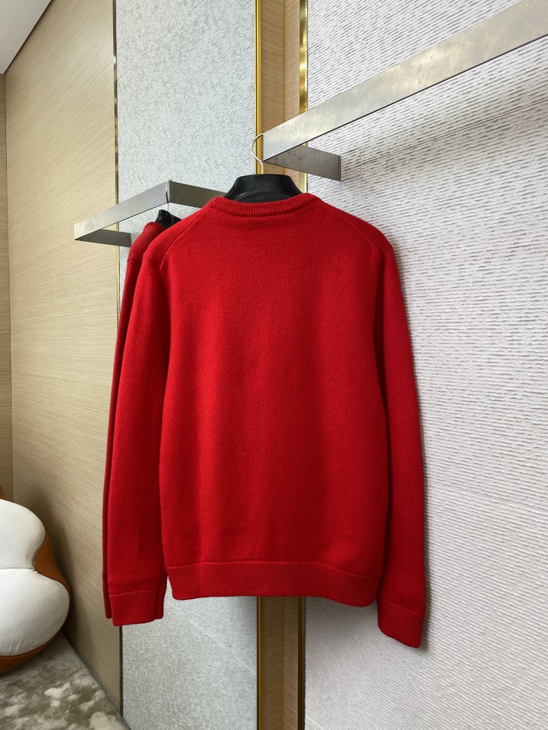 Gucci Monogrammed Wool Crew Neck Sweater Red 6