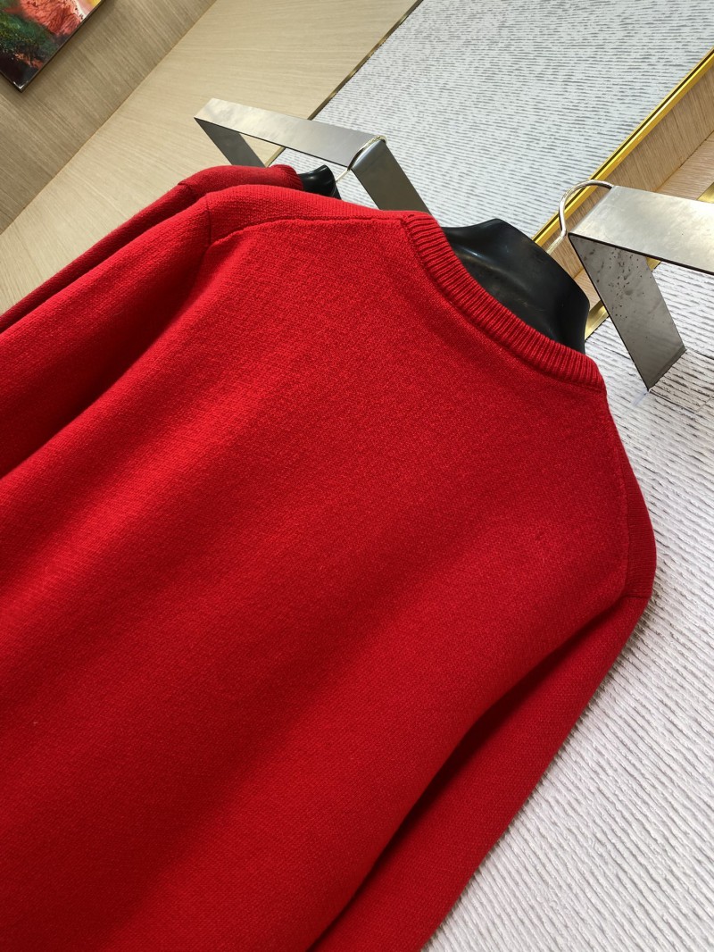 Gucci Monogrammed Wool Crew Neck Sweater Red 7