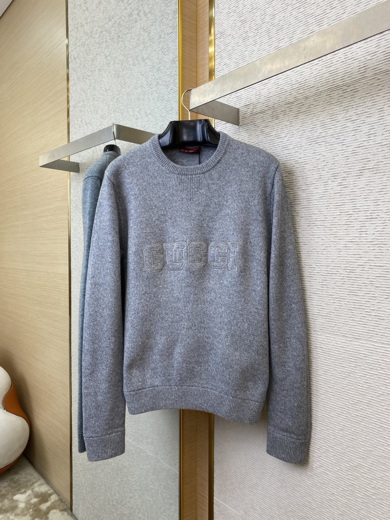 Gucci Monogrammed Wool Crew Neck Sweater Grey 4