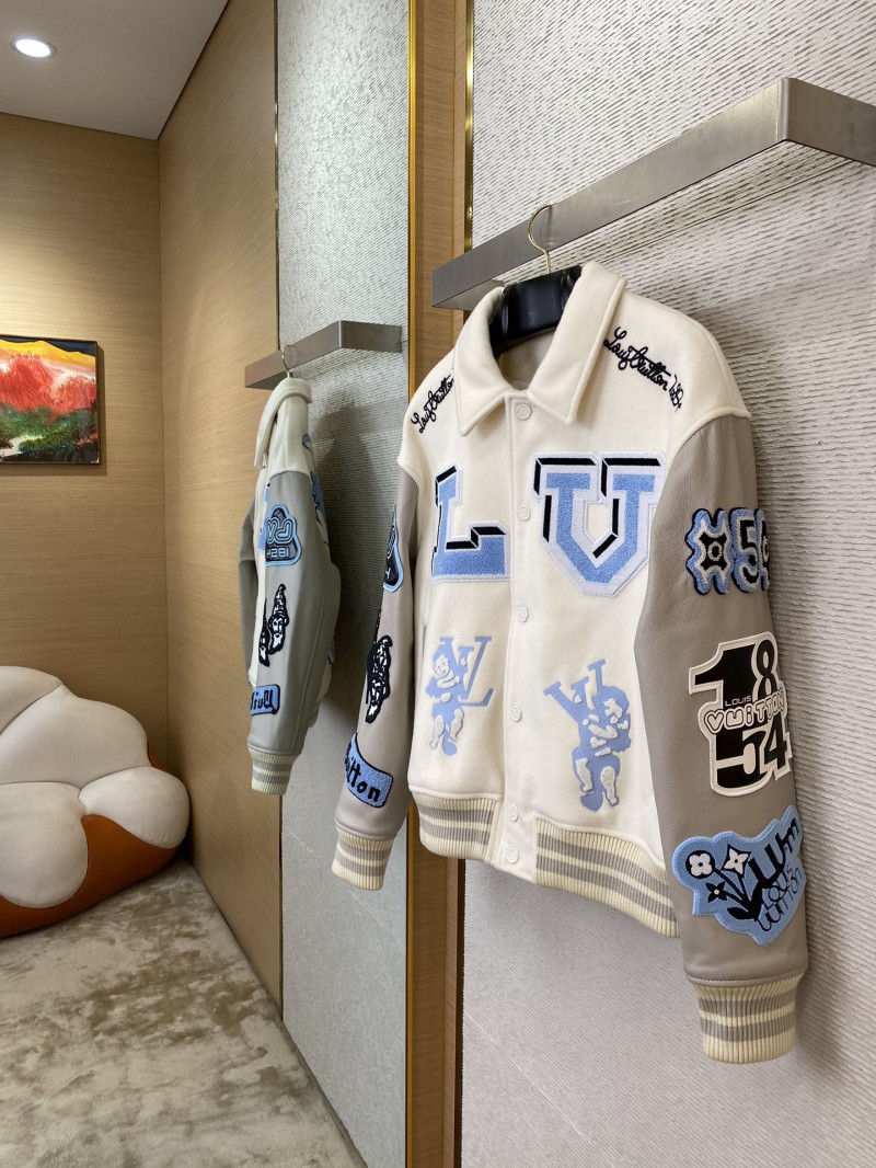 LV Bugs Bunny Leather Baseball Jersey Jacket Coat 2