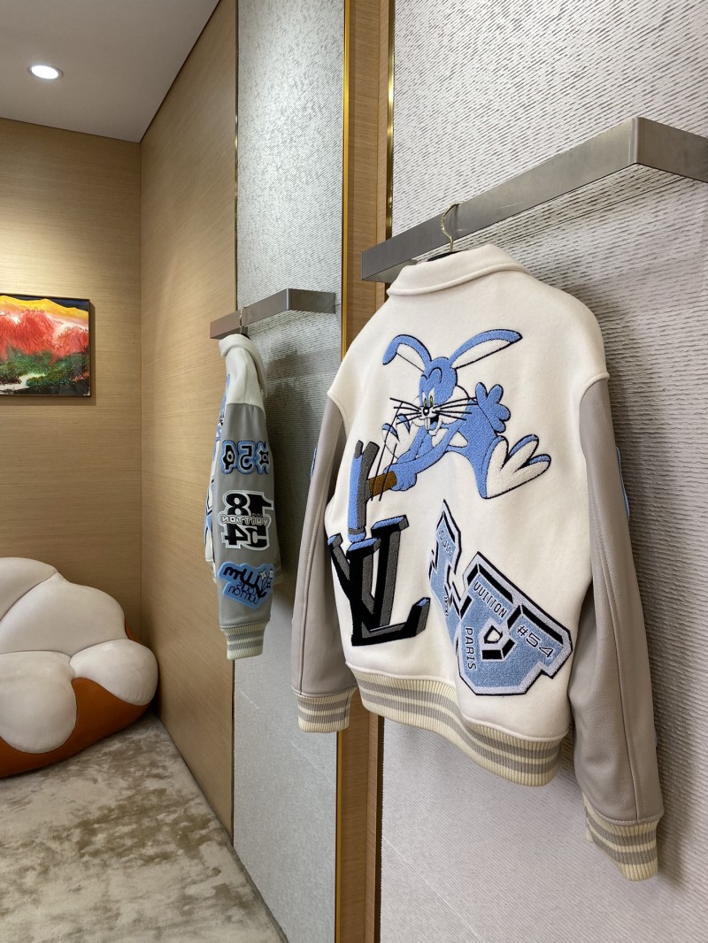 LV Bugs Bunny Leather Baseball Jersey Jacket Coat 3