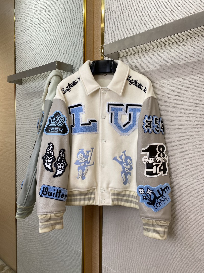 LV Bugs Bunny Leather Baseball Jersey Jacket Coat 4