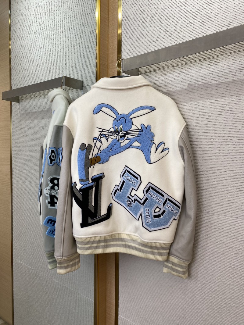 LV Bugs Bunny Leather Baseball Jersey Jacket Coat 5