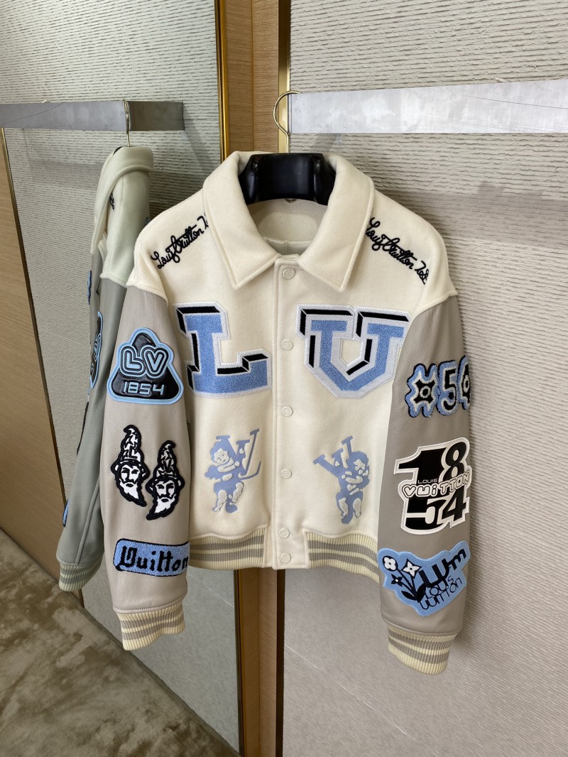 LV Bugs Bunny Leather Baseball Jersey Jacket Coat 6