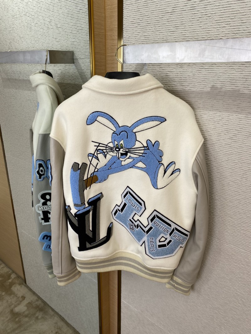 LV Bugs Bunny Leather Baseball Jersey Jacket Coat 7