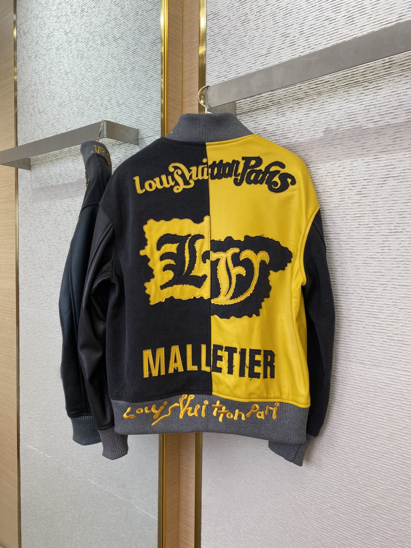 LV Patchwork Leather Baseball Jacket Coat 5