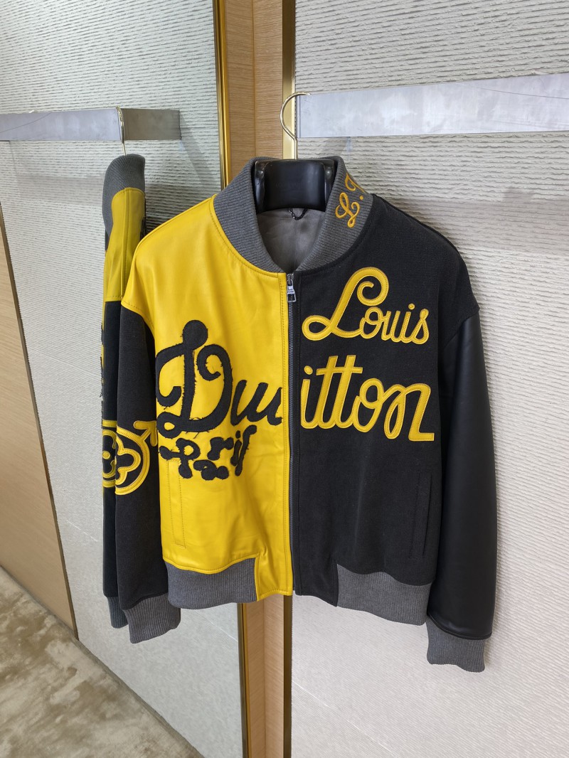 LV Patchwork Leather Baseball Jacket Coat 6