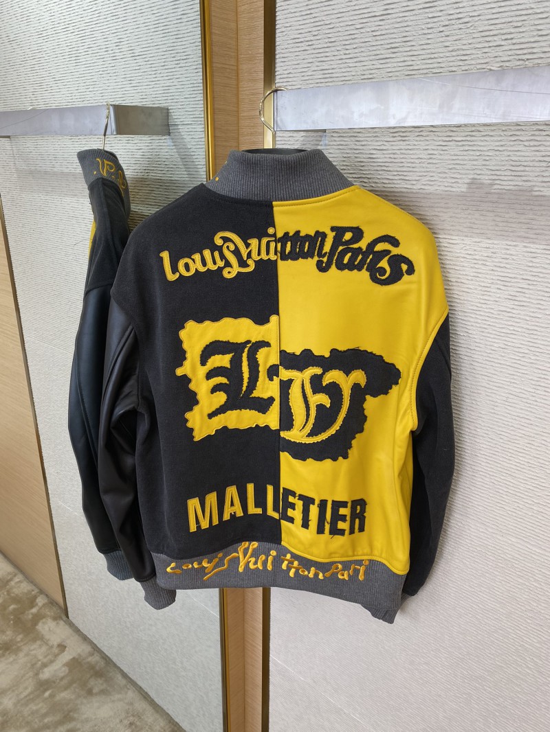 LV Patchwork Leather Baseball Jacket Coat 7