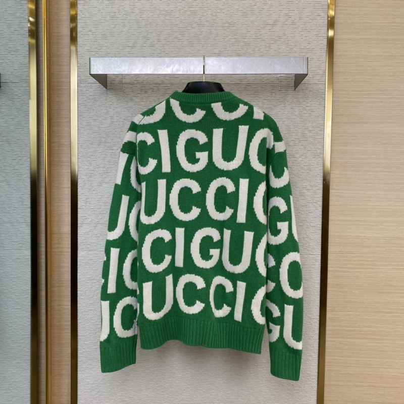 Gucci Double G Monogram Jacquard Wool Crew Neck Sweater 1