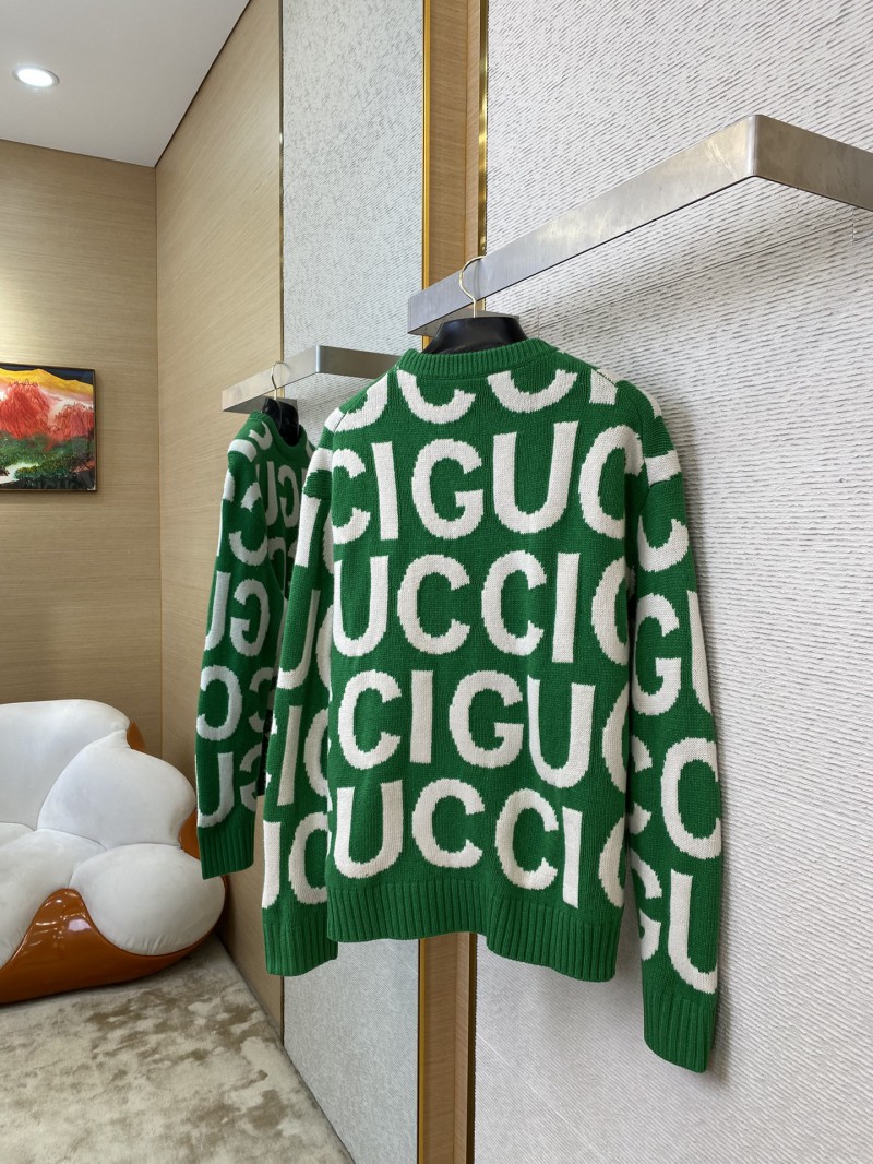 Gucci Double G Monogram Jacquard Wool Crew Neck Sweater 3