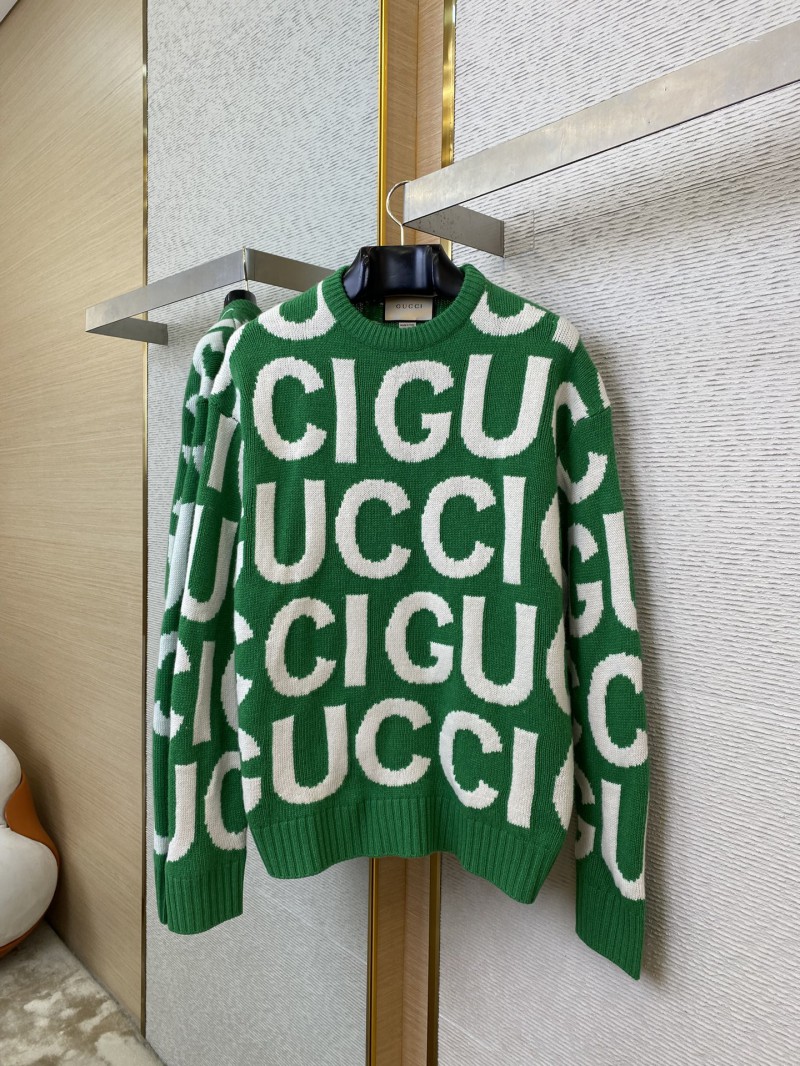 Gucci Double G Monogram Jacquard Wool Crew Neck Sweater 4
