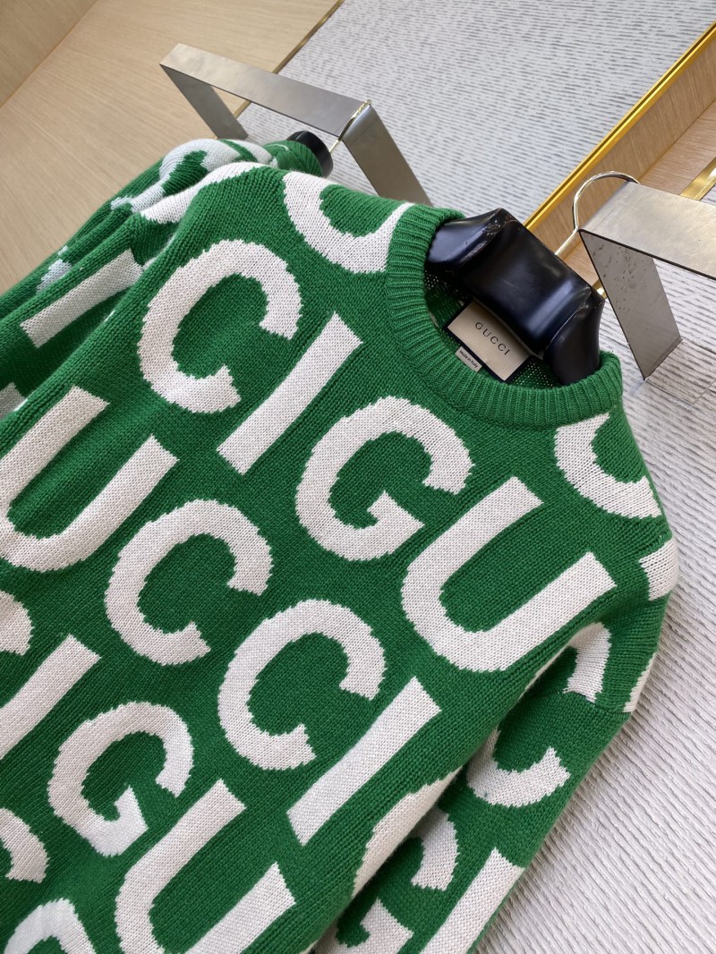 Gucci Double G Monogram Jacquard Wool Crew Neck Sweater 5