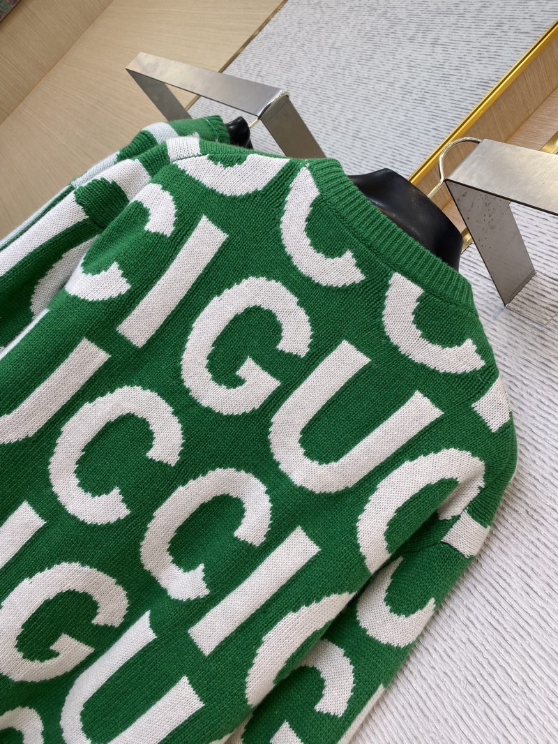 Gucci Double G Monogram Jacquard Wool Crew Neck Sweater 7