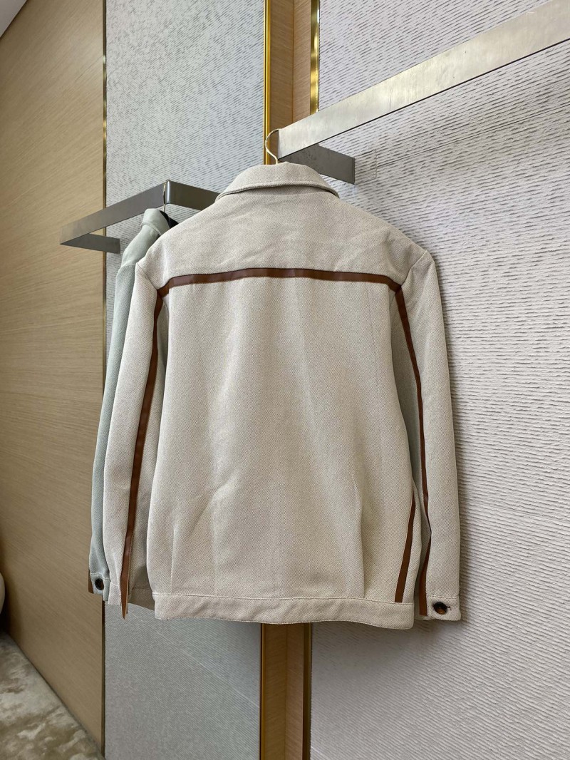 Miu Miu Monogrammed Logo Canvas Patchwork Leather Jacket Jacket 5