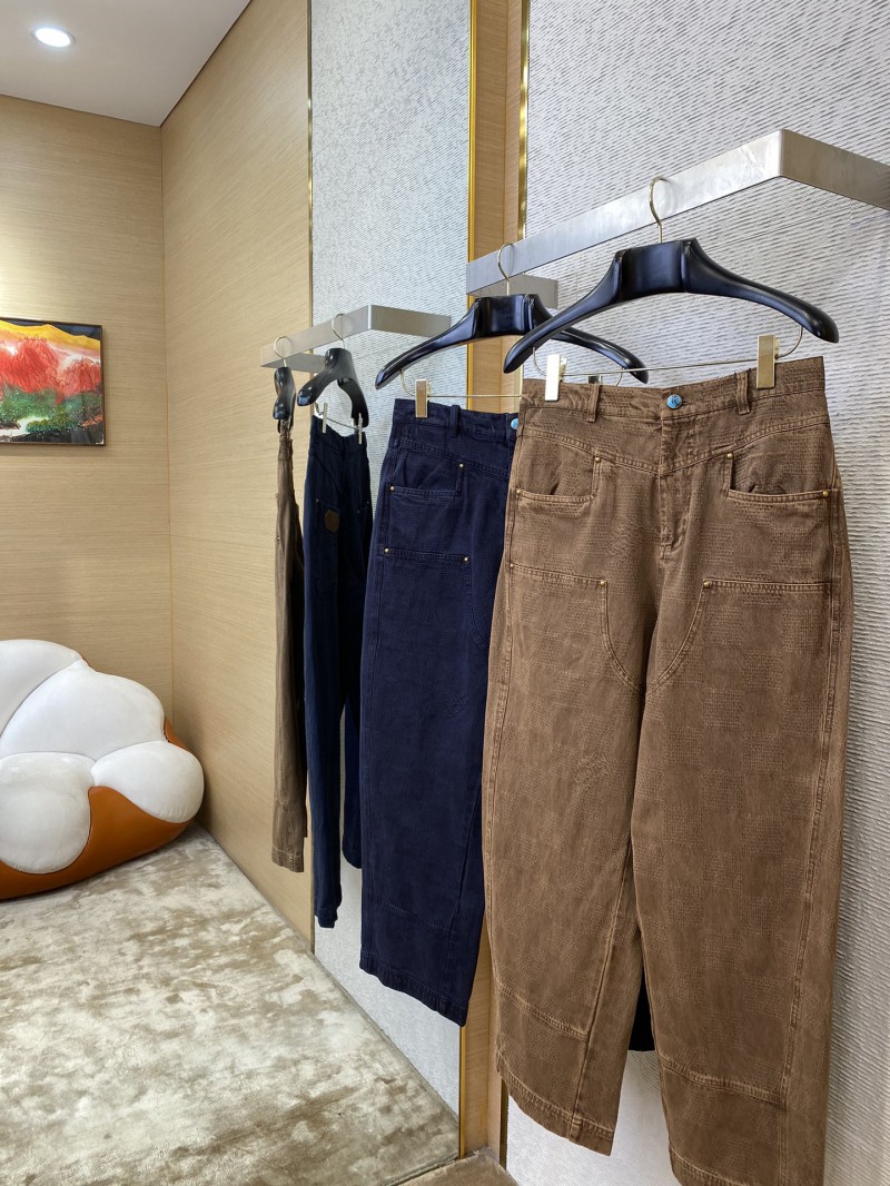 LV Turquoise Washed Denim Trousers Brown 2