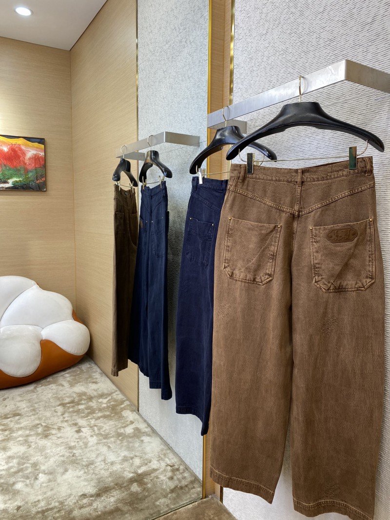 LV Turquoise Washed Denim Trousers Brown 3