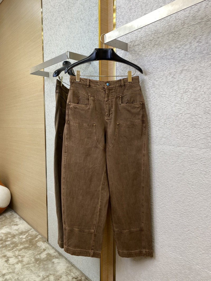 LV Turquoise Washed Denim Trousers Brown 4