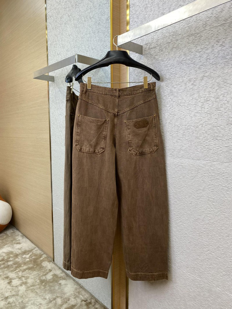 LV Turquoise Washed Denim Trousers Brown 5