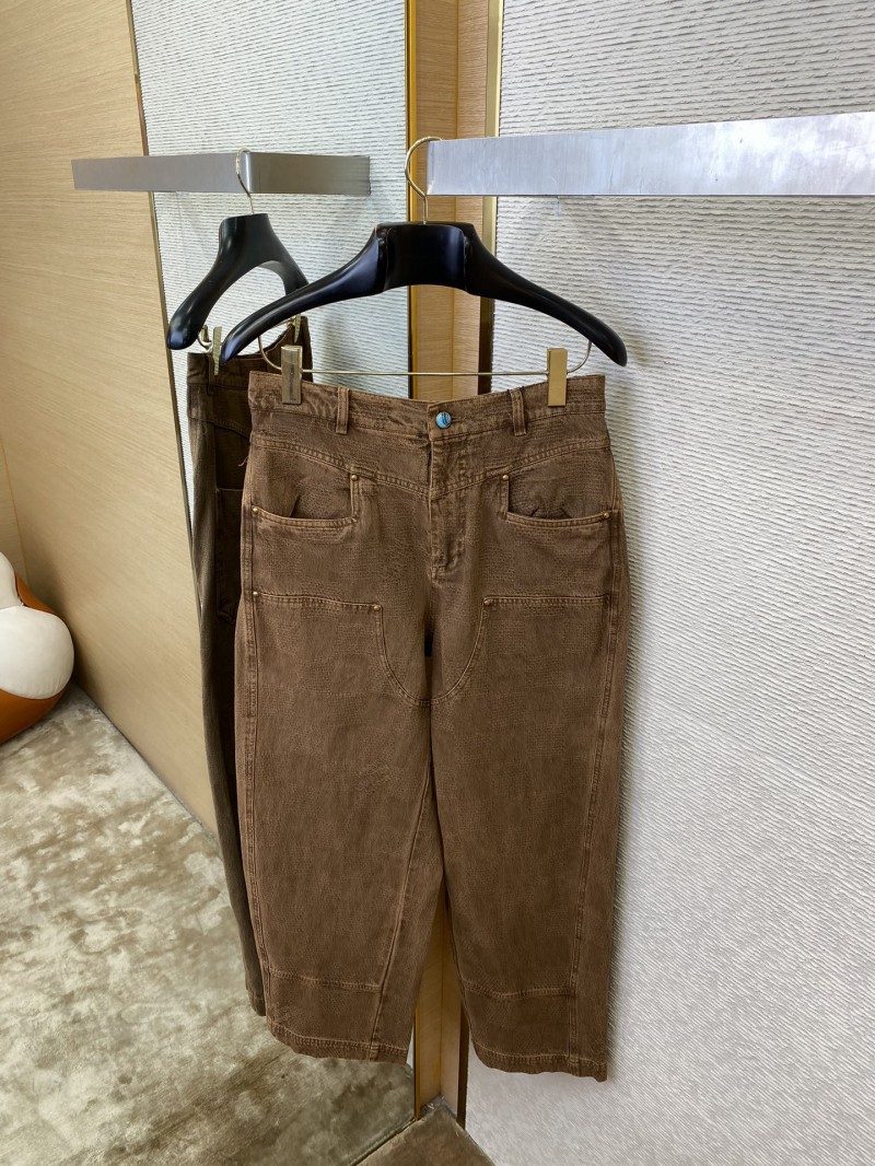 LV Turquoise Washed Denim Trousers Brown 6