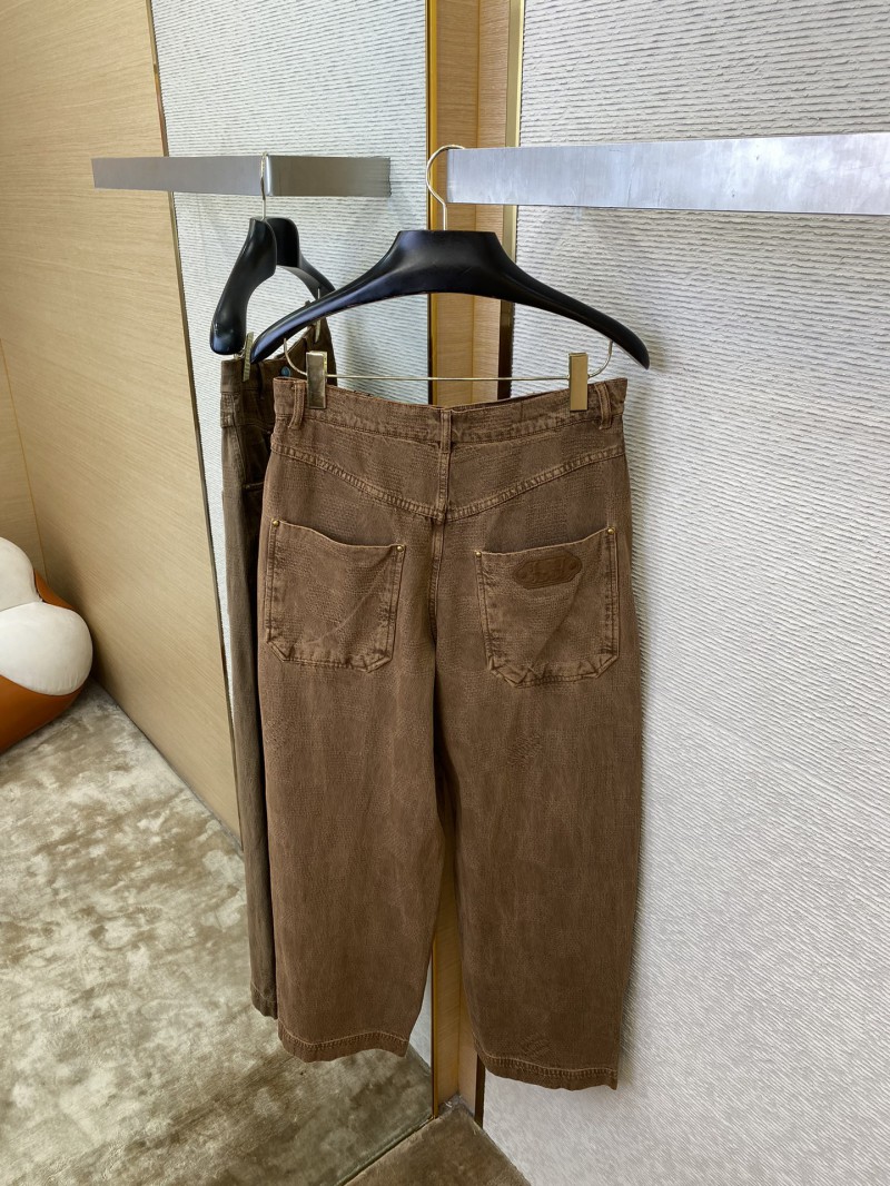 LV Turquoise Washed Denim Trousers Brown 7