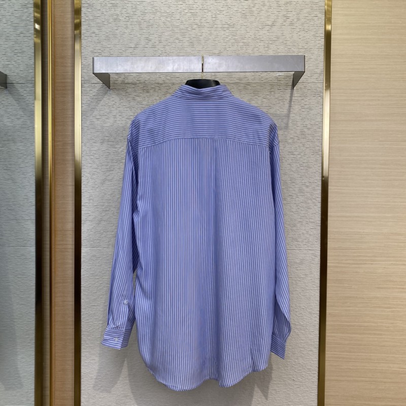 Balenciaga Striped Cotton Lapel Shirt 1