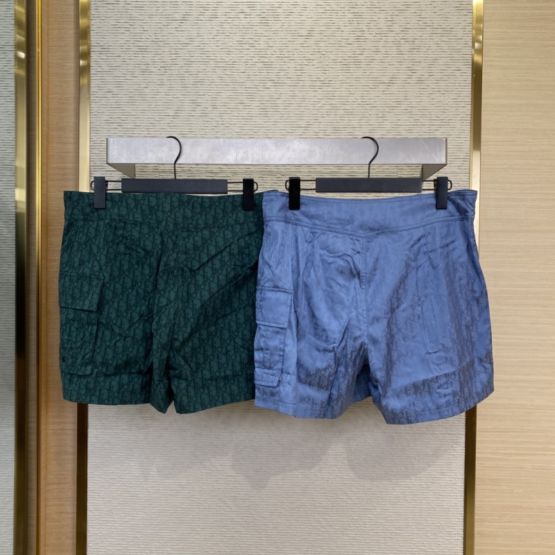 Dior Printed Tie-Up Beach Shorts Dark Green 1