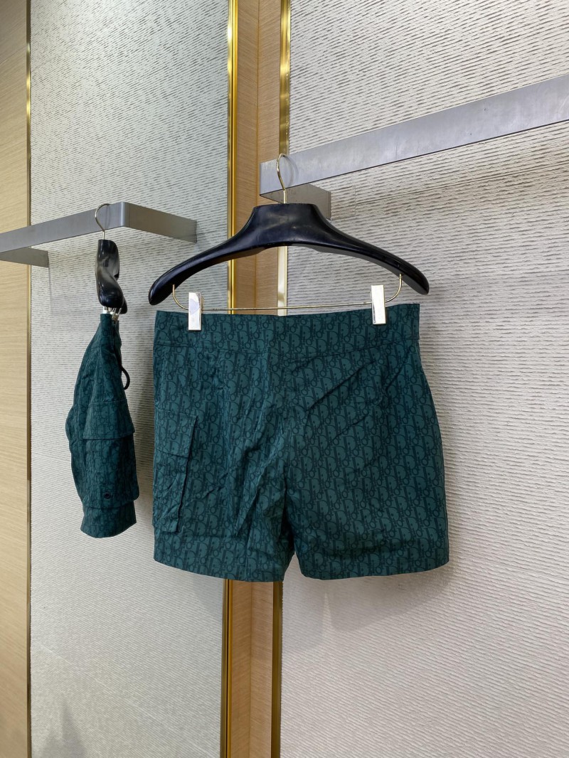 Dior Printed Tie-Up Beach Shorts Dark Green 6