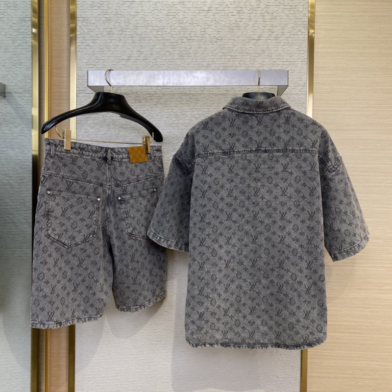 LV washed denim short sleeve shirt 1