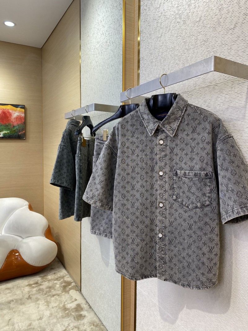 LV washed denim short sleeve shirt 2