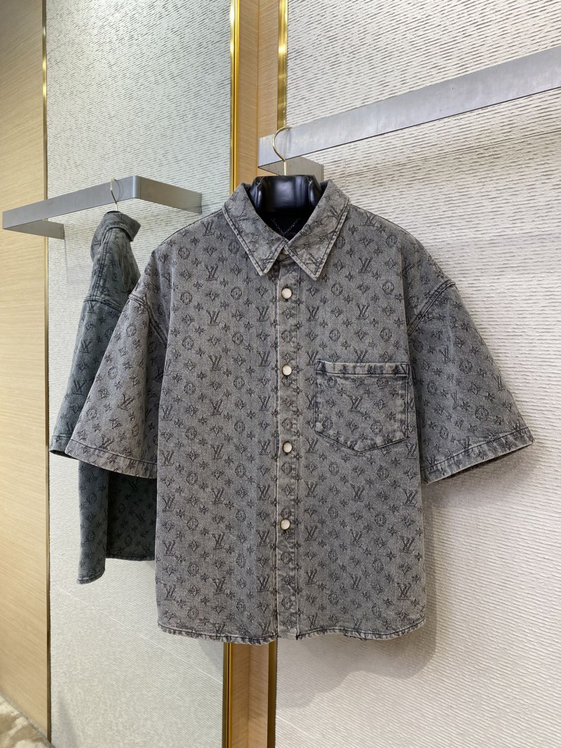LV washed denim short sleeve shirt 4
