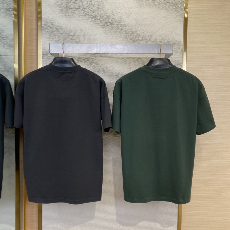 Gucci Embroidered Logo Round Neck Short Sleeve T-Shirt Black 1