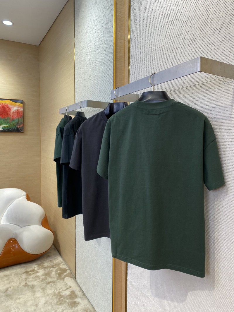 Gucci Embroidered Logo Round Neck Short Sleeve T-Shirt Green 3