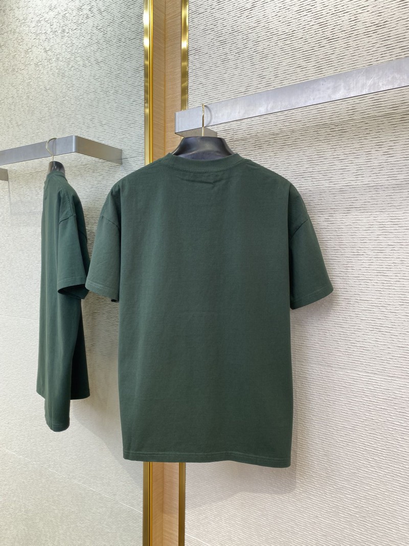 Gucci Embroidered Logo Round Neck Short Sleeve T-Shirt Green 6