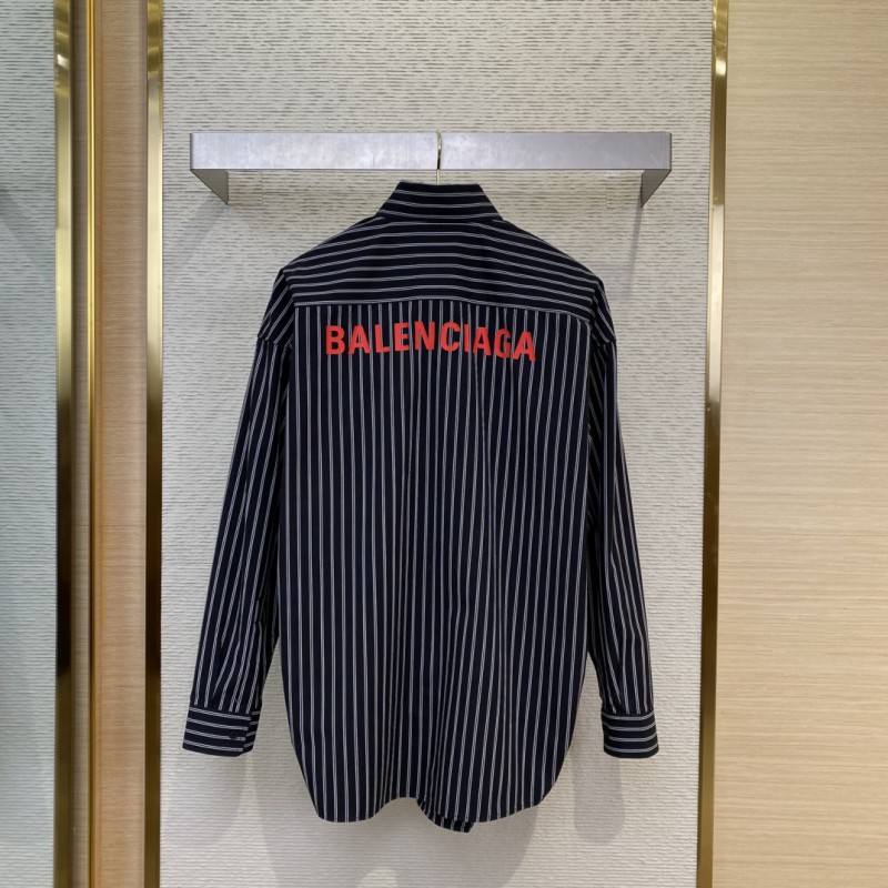 Balenciaga Monogrammed Striped Lapel Shirt 1