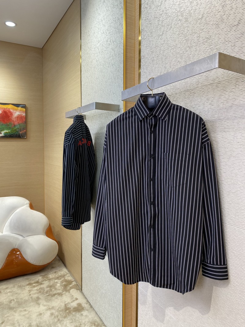 Balenciaga Monogrammed Striped Lapel Shirt 2