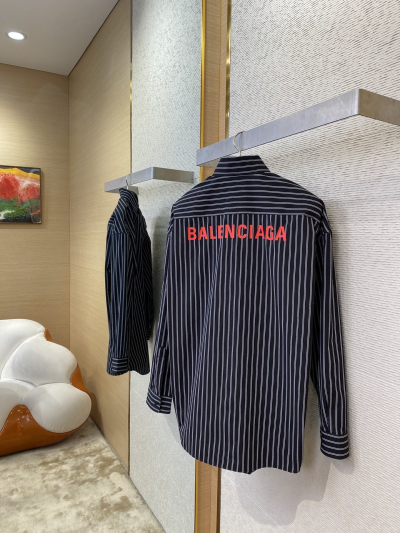 Balenciaga Monogrammed Striped Lapel Shirt 3