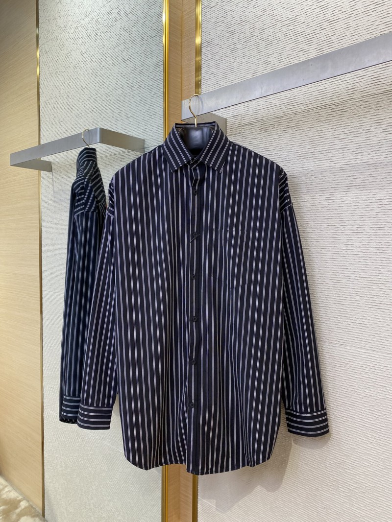 Balenciaga Monogrammed Striped Lapel Shirt 4