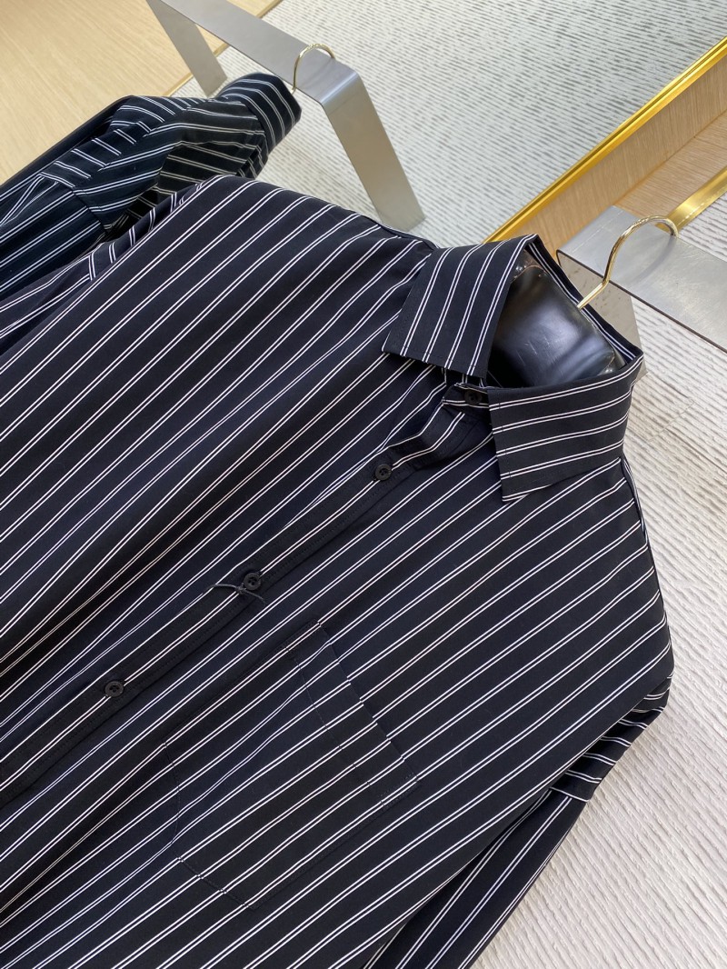 Balenciaga Monogrammed Striped Lapel Shirt 5