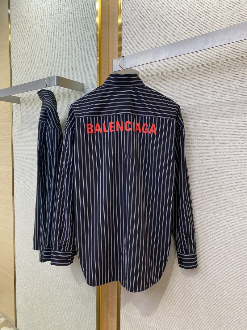 Balenciaga Monogrammed Striped Lapel Shirt 6