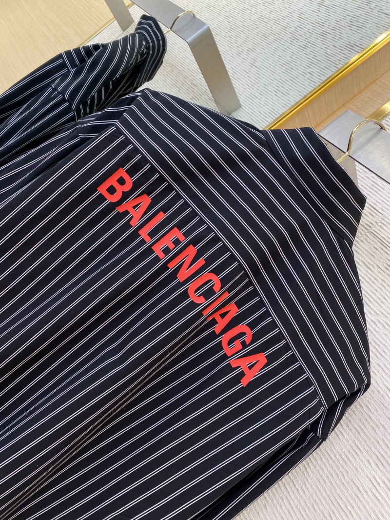 Balenciaga Monogrammed Striped Lapel Shirt 7