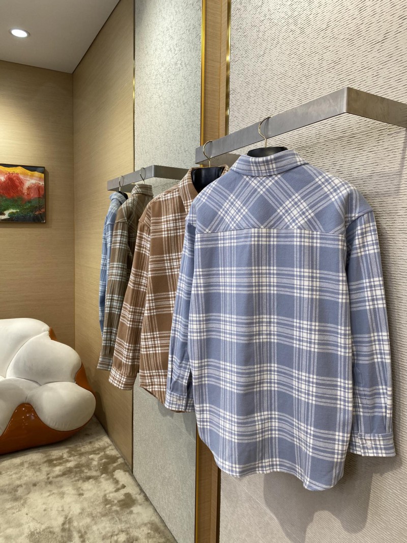 Miu Miu Letters Logo Plaid Lapel Shirt Curry 3