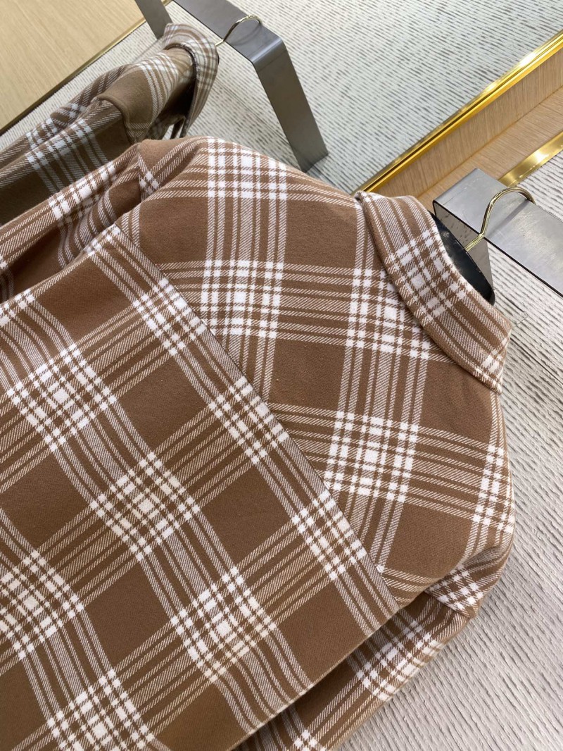 Miu Miu Letters Logo Plaid Lapel Shirt Curry 7