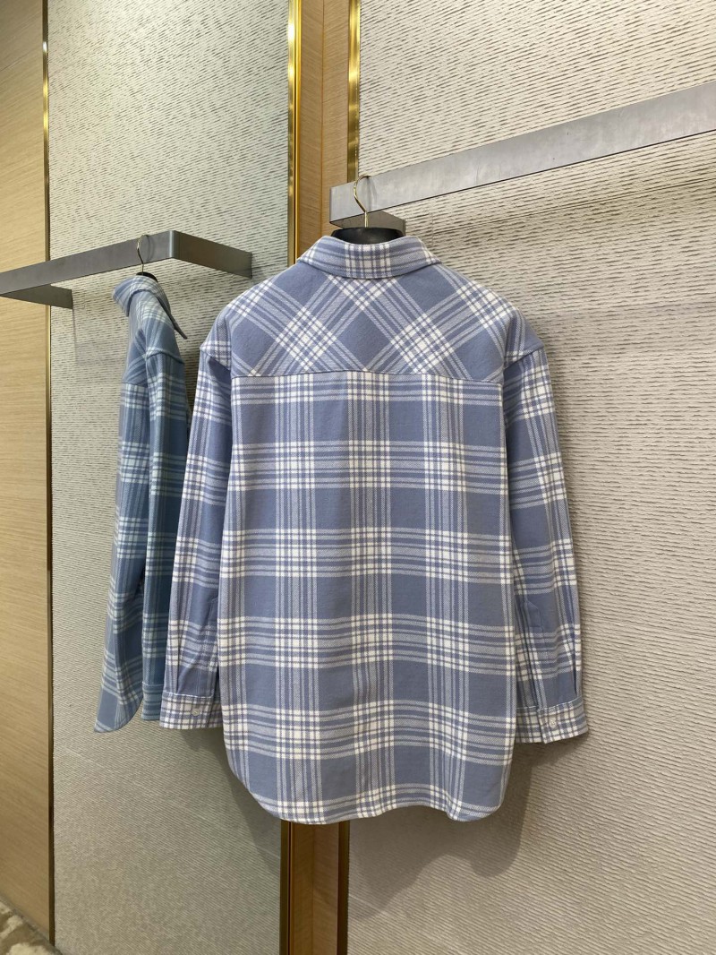 Miu Miu Letter Logo Check Lapel Shirt Blue 6