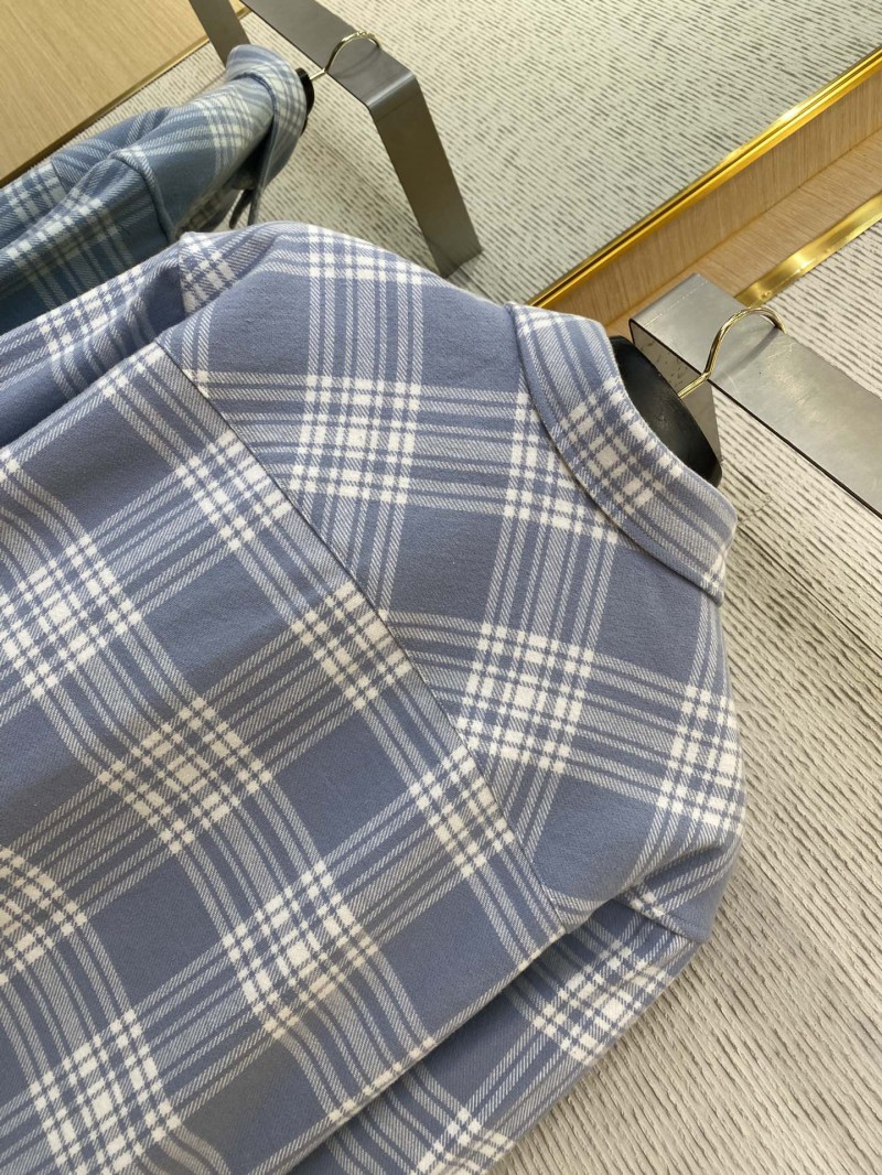 Miu Miu Letter Logo Check Lapel Shirt Blue 7