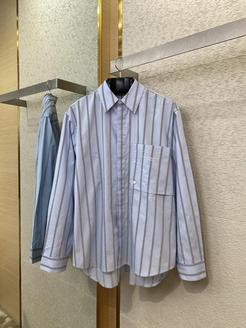 Dior embroidered striped lapel shirt 4
