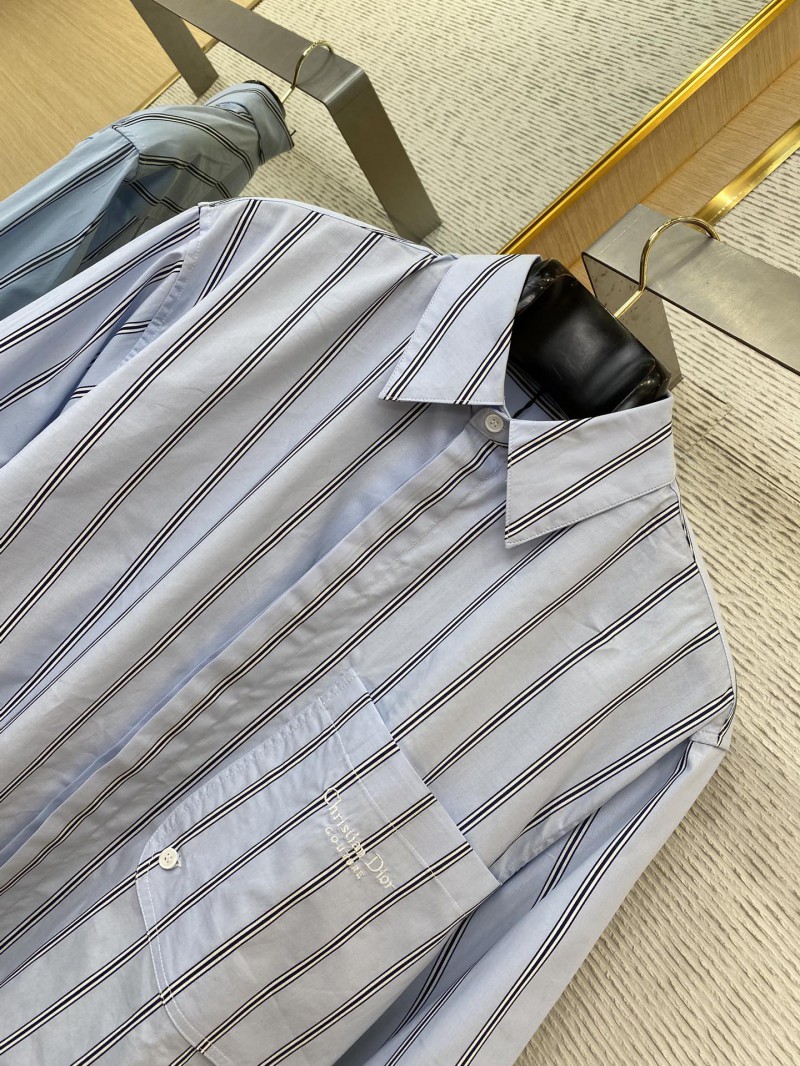 Dior embroidered striped lapel shirt 5