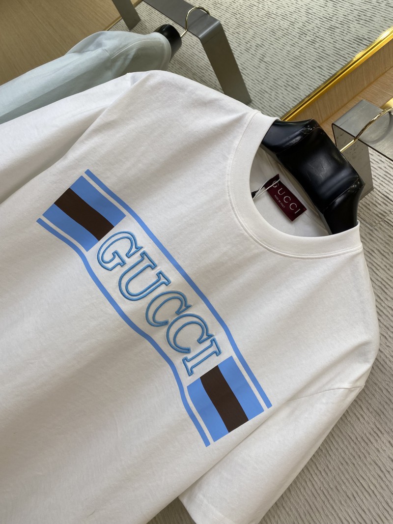 Gucci Monogram Embroidered Printed Short Sleeve T-Shirt White 5